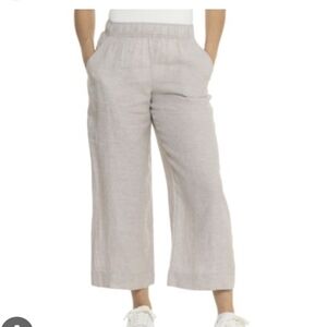 Tahari Tan Wide Leg Pants Relaxed Fit Linen